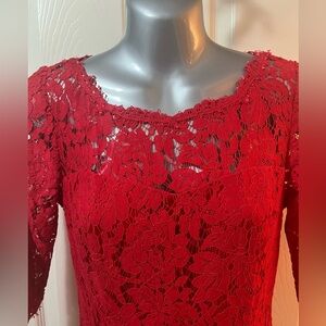 ELIZA J red lace A-Line midi dress, Size 4